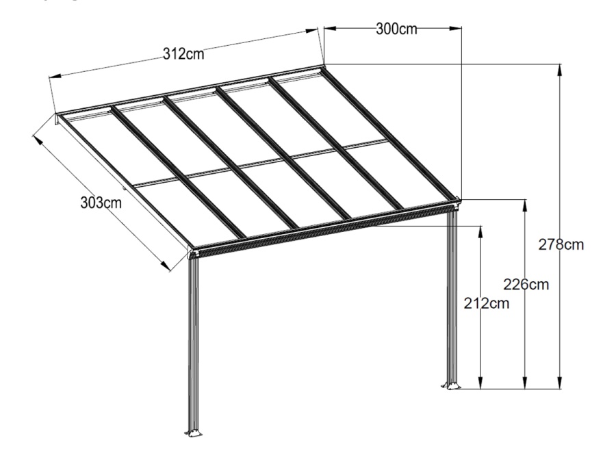 Hliníková pergola + čirý PC Lanit Plast Wall